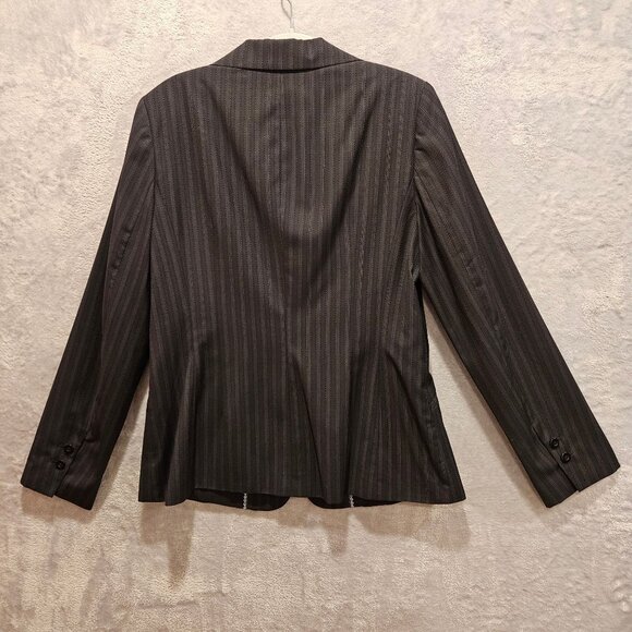 Semantiks Suit Womens 12 Gray Stripes 2 Button notched Jacket Straight Leg Caree - Picture 3 of 16